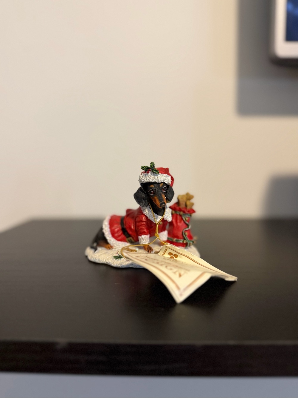 Danbury Mint Dachshund Perpetual Calendar December Santa Christmas Dog Figurine